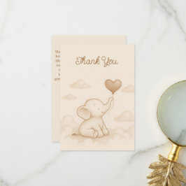 Söta Baby Elefant Babyfirande Tackkort Tack Kort