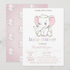 Söta Baby Elefant Ballonger Bebis Shower Inbjudningar
