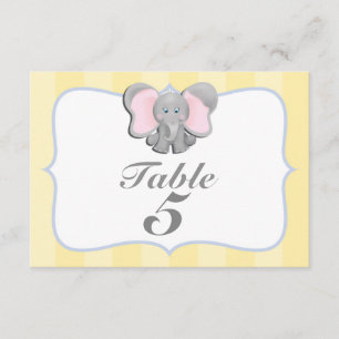 Söta baby elefant-fest bord nummer kort #2