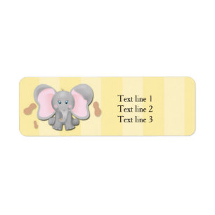 Söta baby elefant & jordnötter fest adressetikette returadress etikett