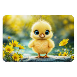 Söta baby fågelängen vår gula blommor magnet