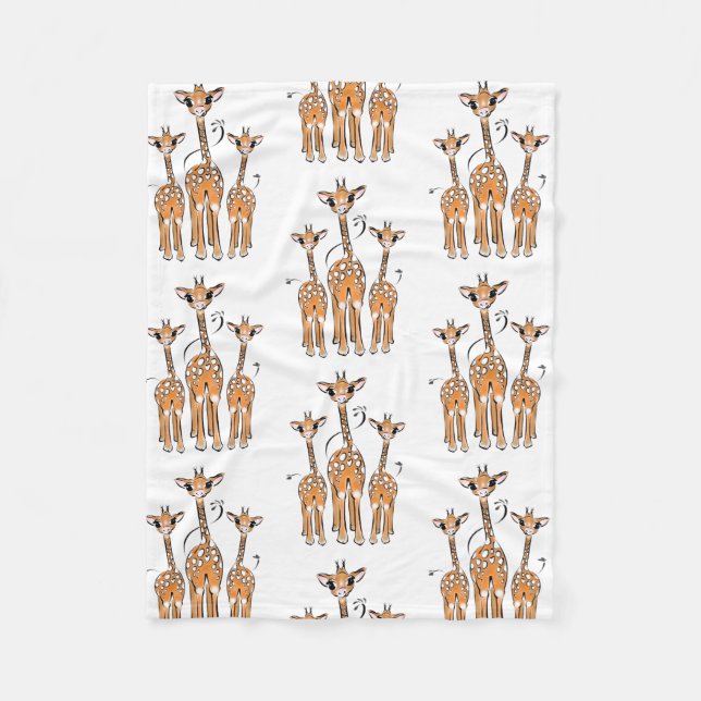 Söta baby-giraffer, safari-djur fleecefilt (Framsidan)