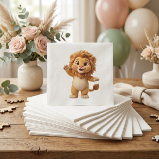Söta baby-lejon Safari Baby Shower Servetter