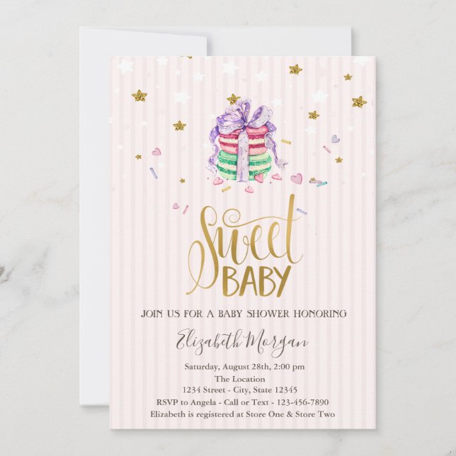 Söta Baby Macarons Stjärnor  Baby Shower Inbjudningar (Framsida)