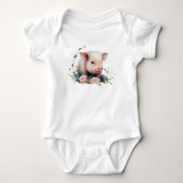 Söta Baby Piglet med blommor T Shirt