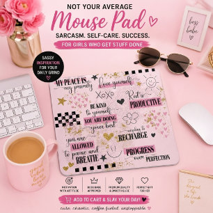 Söta baby rosa citat om själv-kärlek för inspirati musmatta