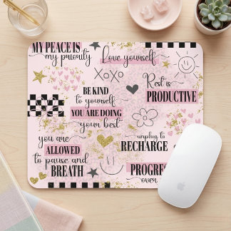 Söta baby rosa citat om själv-kärlek för inspirati musmatta