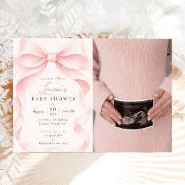 Söta Baby Shower-Foto med Rosa Slinga Inbjudningar