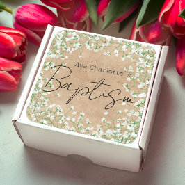 Söta babyandning vattenfärg blommor Boho dop Fyrkantigt Klistermärke