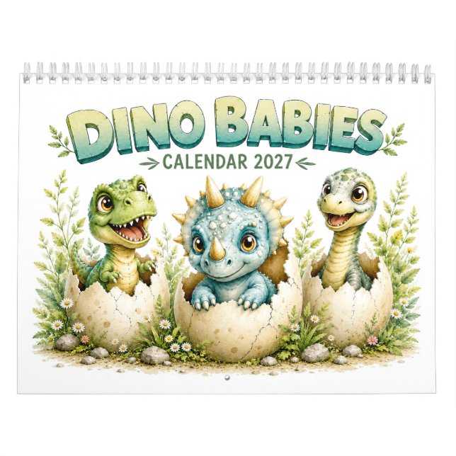 Söta Babydinosar Kläcks – Dinosaurier 2027  Kalender (Omslag)
