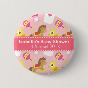 Söta babyflickleksaker, baby shower partygåva knapp