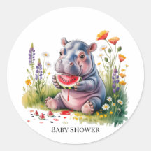 Söta babyflodhäst-vattenmelon-bebisfest