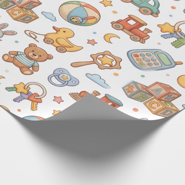 Söta babyleksaker Mönsterdesign Presentpapper (Hörn)