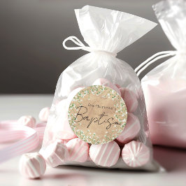 Söta Baby's Breath Watercolor Blommor Boho Dop Runt Klistermärke