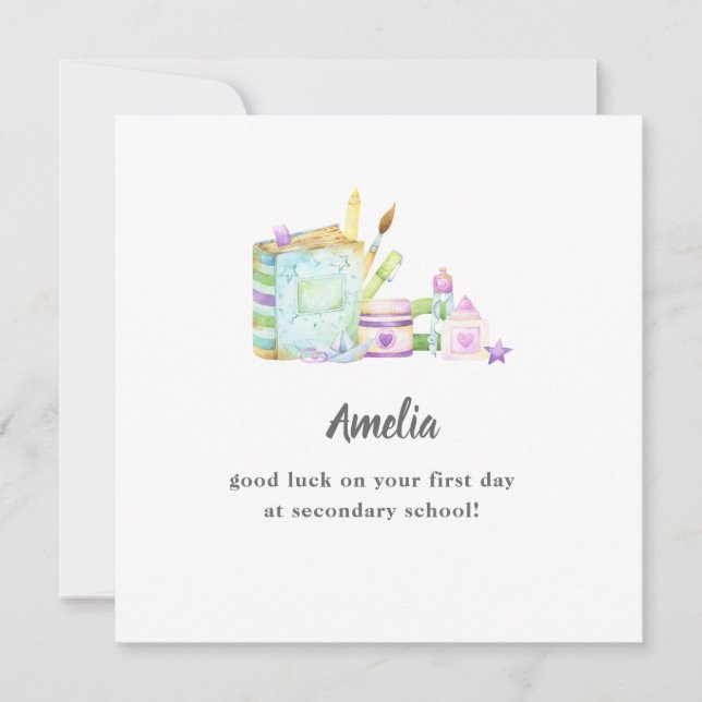 Söta back to school-stationär första dagen i lycka kort (Framsida)