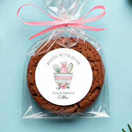 Söta bakredskap på vit bakgrund runt klistermärke