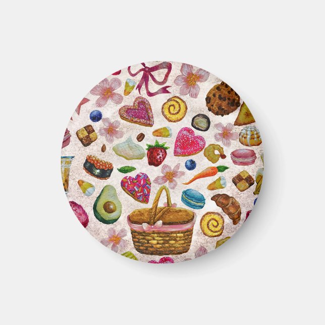 Söta bakverk konfektyr godis magnet (Framsidan)
