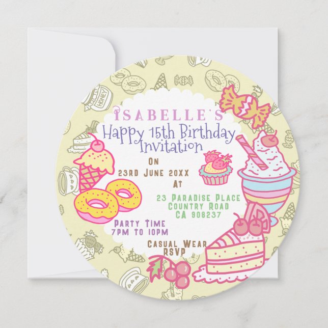 Söta bakverk och drycker julkort (Framsida)