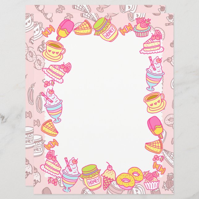 Söta bakverk och drycker persikor (Fram/baksida)