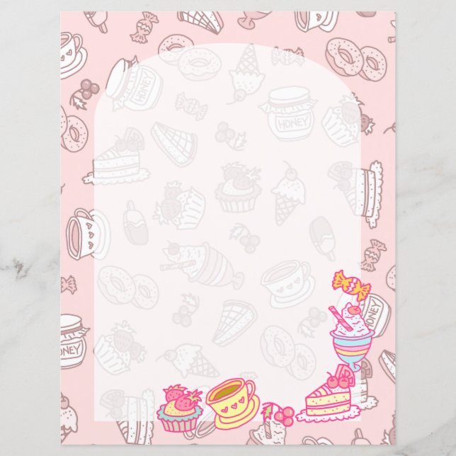 Söta bakverk och drycker persikor (Framsida)