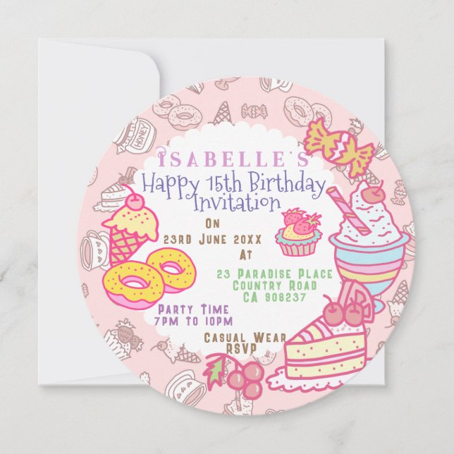 Söta bakverk och drycker persikor julkort (Framsida)