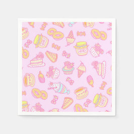 Söta bakverk och Rosa av drycker Pappersservett