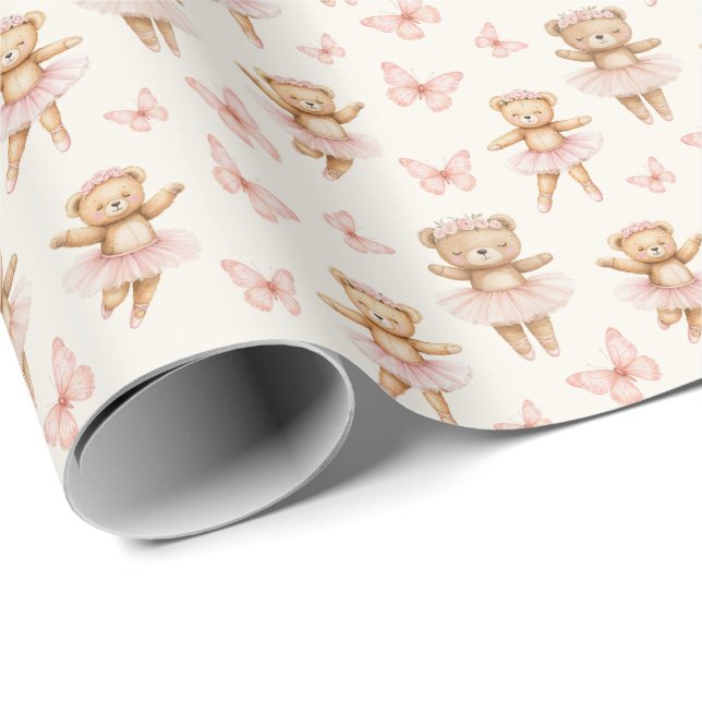 Söta ballerinabjörnar presentpapper (Rullad Hörn)