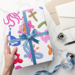 Söta ballongdjur Färgglatt barnmönster Presentpapper