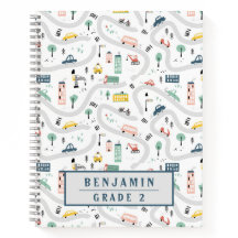 Söta Barn Bilmönster Tecknad Väg Handritad Mönster