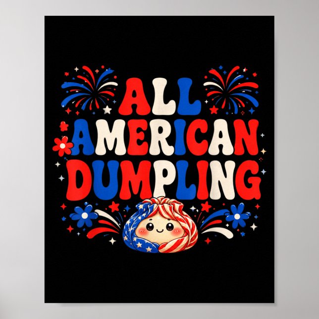 Söta Barn Ed Aamerikansk Dumpling 4 Juli Flickor Poster (Framsidan)