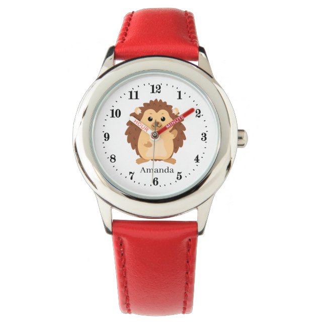 Söta barn hedgehog älskare add namn unisex Watch Armbandsur (Framsida)