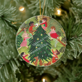 Söta barn julgran illustration julgransprydnad keramik