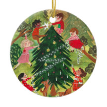 Söta barn julgran illustration
