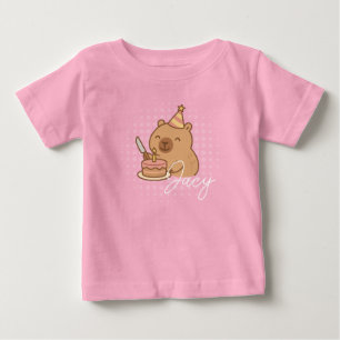 Söta barn Kapybar råtta äter tårta Födelsedag Lila T Shirt