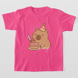 Söta barn Kapybar råtta äter tårta födelsedag T Shirt