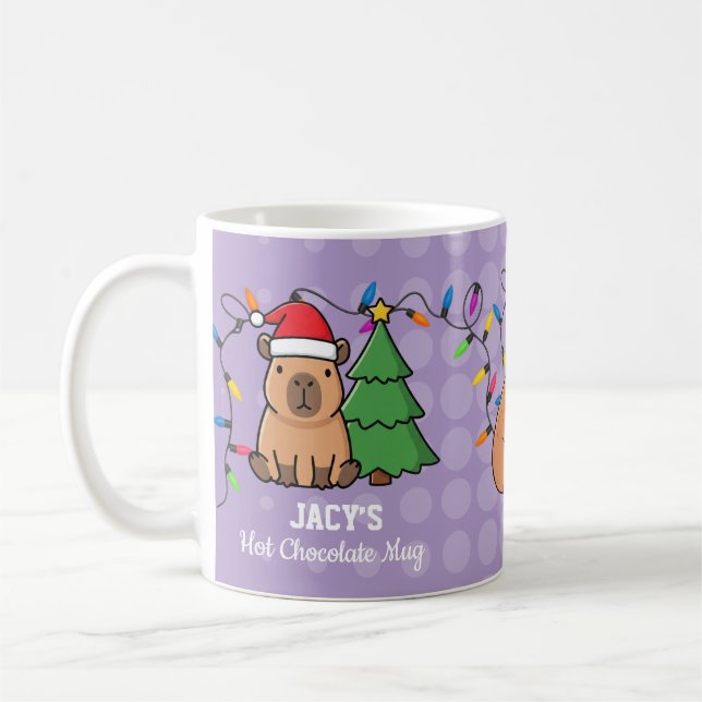 Söta Barn Kapybara Jul Kaffemugg (Vänster)