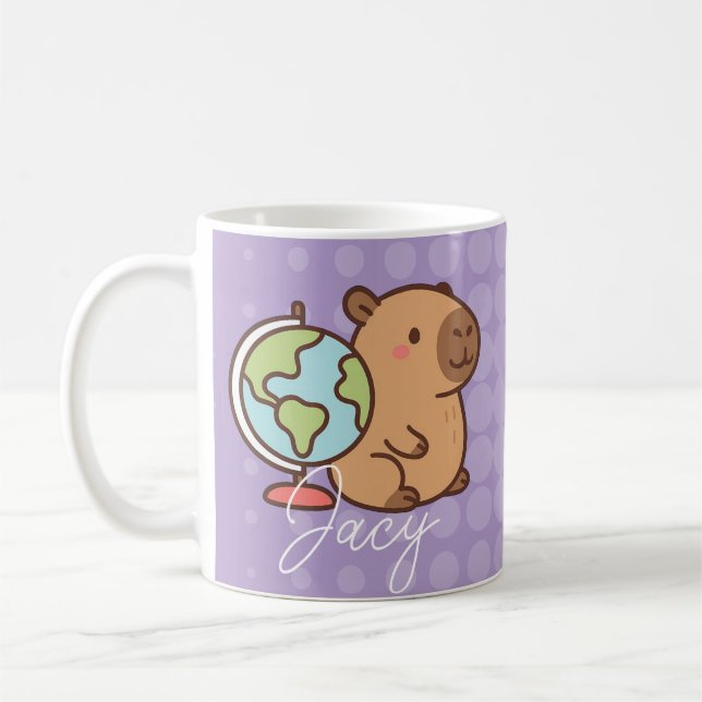 Söta Barn Kapybara Skola Kaffemugg (Vänster)