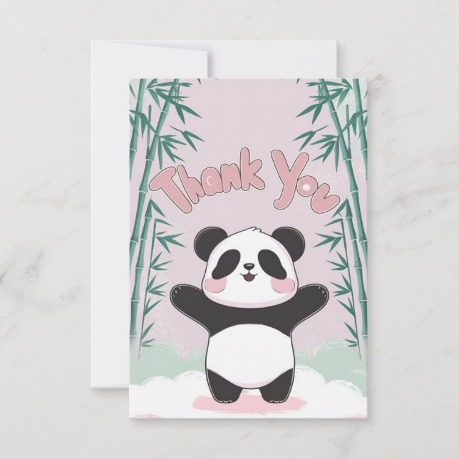 Söta Barn Panda  Tack Kort (Framsida)