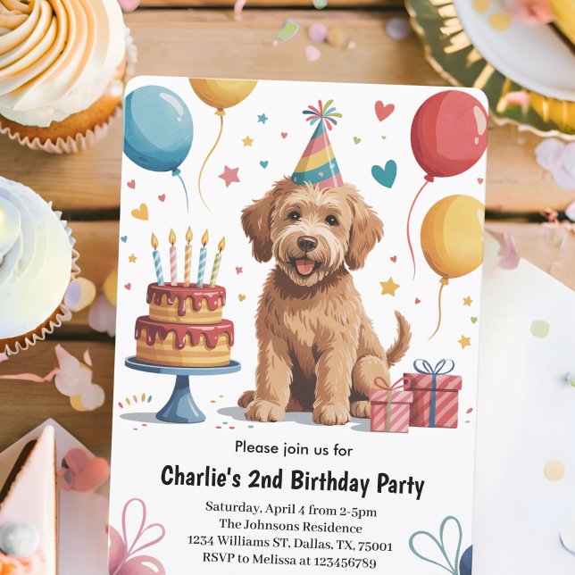 Söta Barn Valp Hund 2-års Födelsedagsfest Inbjudningar (Skapare uppladdad)