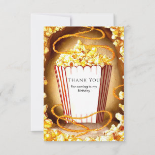 Söta Barnens Popcorn Födelsedag Tack Kort
