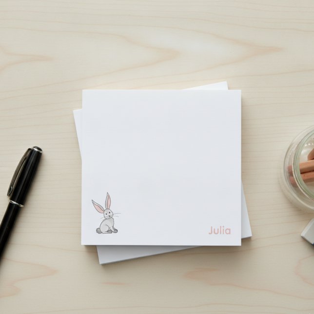 Söta barnkanin med anpassat namn post-it block (Cute bunny rabbit personalized post it notes. 🐇🐰)
