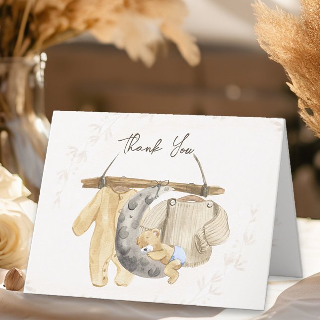 Söta Barnkläder Kön Neutral babyskor Tack Kort (Thank you cards - from my Baby Clothes Baby Shower Collection)