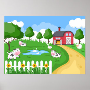 Söta barnrum Farm-huset Poster