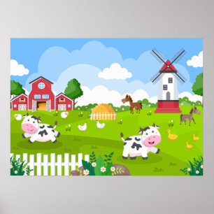 Söta barnrum Farm-huset Poster