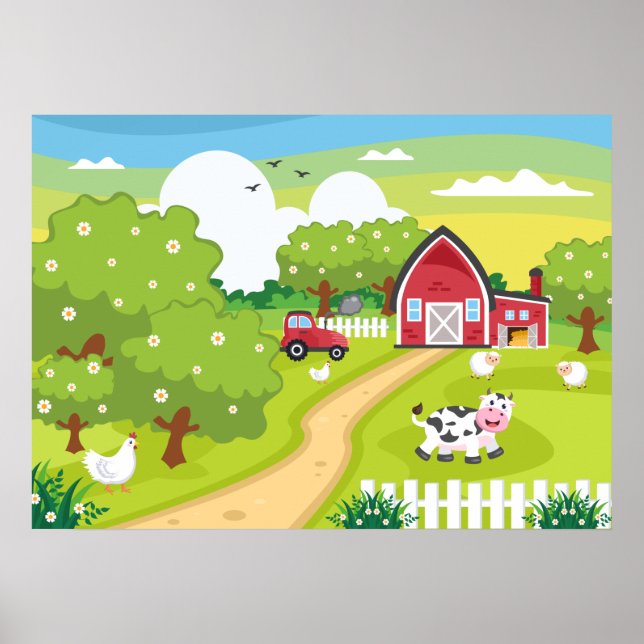 Söta barnrum Farm-huset Poster (Framsidan)