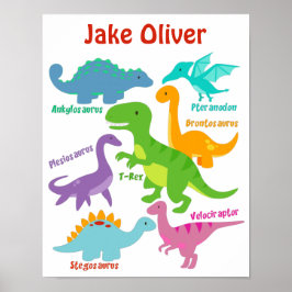 Söta barns dinosaurie barnkammare poster