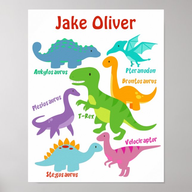 Söta barns dinosaurie barnkammare poster (Framsidan)