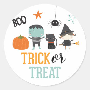 Söta barns Halloween födelsedagsfest Bus eller Beh Runt Klistermärke