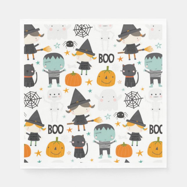 Söta barns Halloween-födelsedagsfest Pappersservett (Framsidan)