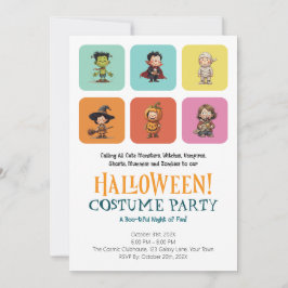 Söta barns Halloween-kostymfest | Modern Block Inbjudningar